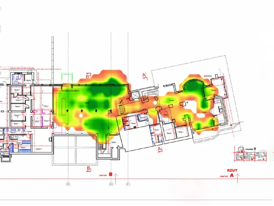 Heatmapa WiFi hotelu