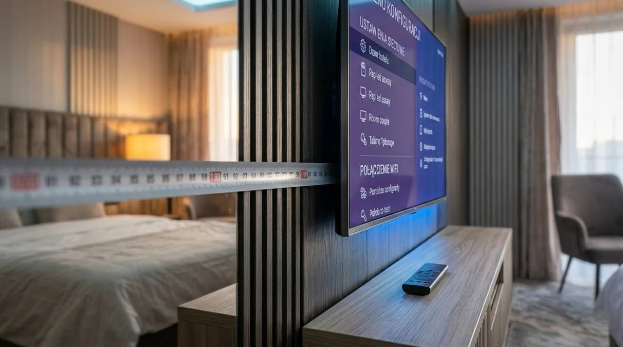 Telewizor hotelowy w pokoju — optymalna odległość od ekranu